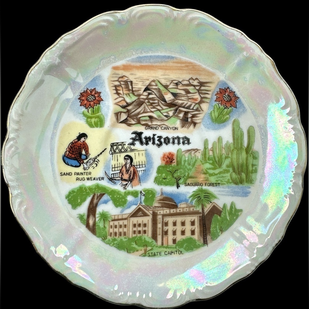 Arizona Collector Plate Vintage. Made in Japan‎ Label Personal Label Prior 1962.